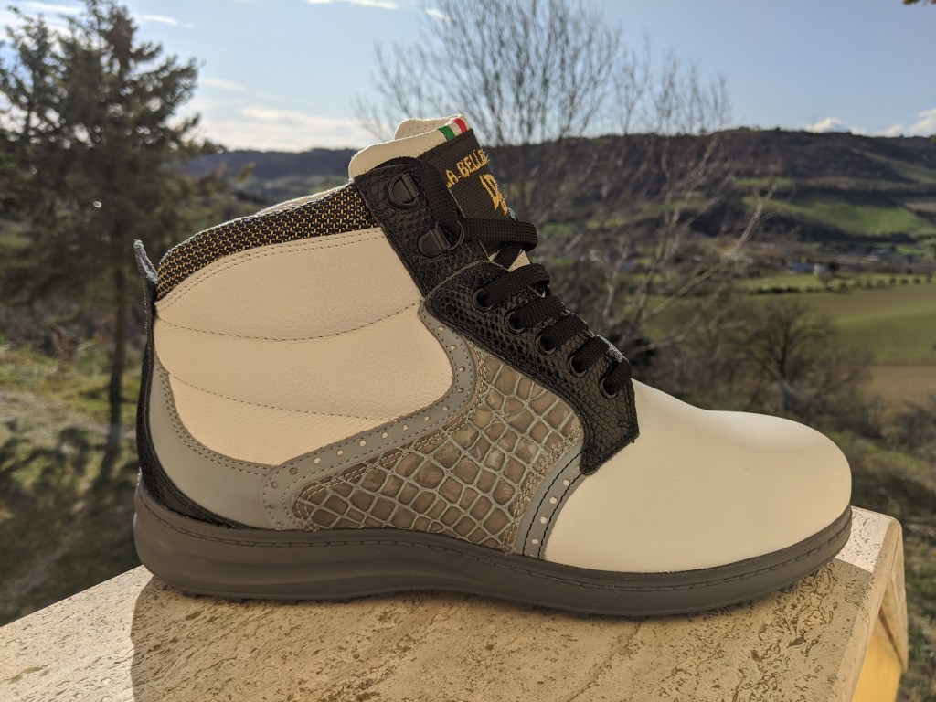 43 Tronky Stiefelette Grau-Schwarz-Weiß